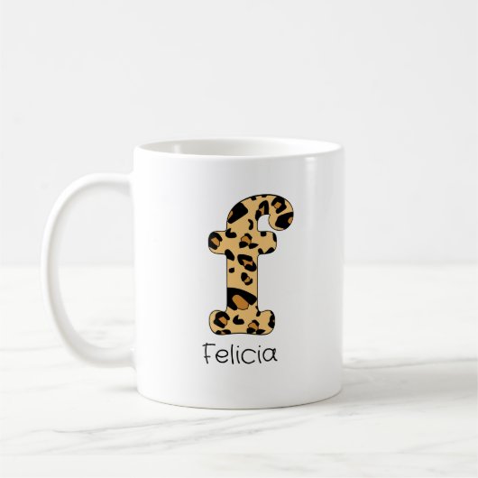 Leopard Print Initial of Lowercase and Name Kaffeetasse (Links)