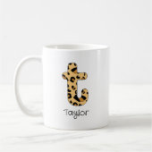 Leopard Print initial t Lowercase and Name Kaffeetasse (Links)