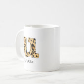 Leopard Print Initial u Lowercase und Name Kaffeetasse (Vorderseite Links)
