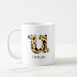 Leopard Print Initial u Lowercase und Name Kaffeetasse