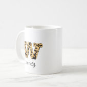 Leopard Print Initial w Lowercase und Name Kaffeetasse (Vorderseite Links)