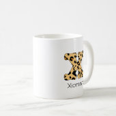 Leopard Print Initial x Lowercase und Name Kaffeetasse (VorderseiteRechts)