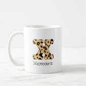Leopard Print Initial x Lowercase und Name Kaffeetasse (Links)