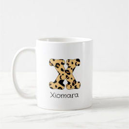 Leopard Print Initial x Lowercase und Name Kaffeetasse