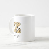 Leopard Print Initial z Lowercase und Name Kaffeetasse (Vorderseite Links)
