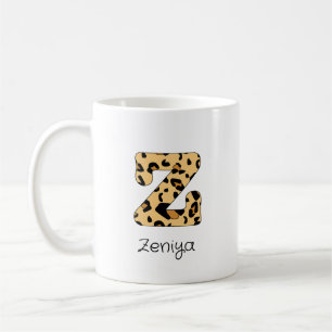 Leopard Print Initial z Lowercase und Name Kaffeetasse