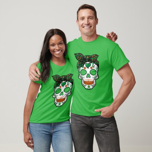 Leopard Print Irish Sugar Skull S Women St Patrick T-Shirt (Unisex)