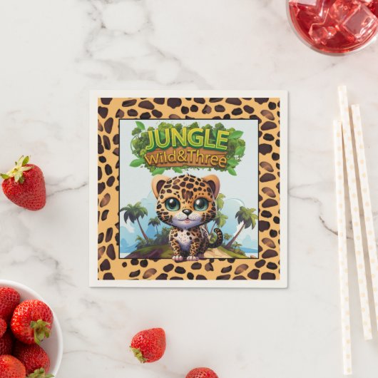 Leopard Print Jungle Wild & Three Animal Party 🐆 Serviette (Beispiel)