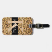 Leopard Print K Monogramm Initialen Gepäckanhänger (Vorderseite horizontal)