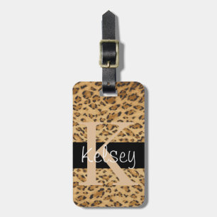 Leopard Print K Monogramm Initialen Gepäckanhänger