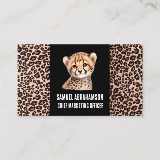 Leopard Print Kawaii Premier Visitenkarte (Vorderseite)