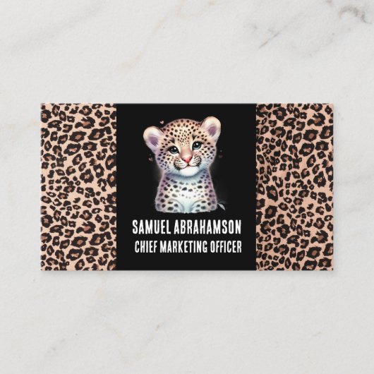 Leopard Print Kawaii Premier Visitenkarte (Vorderseite)