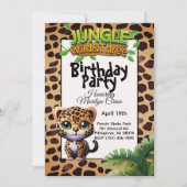 Leopard Print Kitty Cat Wild & Three Birthday 🐆 Einladung (Vorderseite)