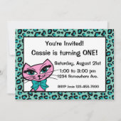 Leopard Print Kitty Einladung (Vorderseite)