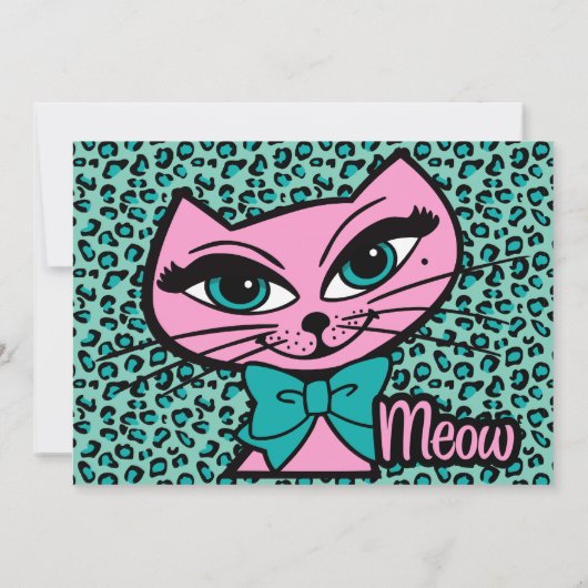 Leopard Print Kitty Einladung (Rückseite)