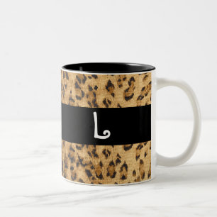 Leopard Print L Monogramm Initialen Coffee Tasse C