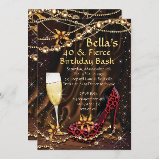 Leopard Print Ladys Einladungen zum Geburtstag (Vorne/Hinten)