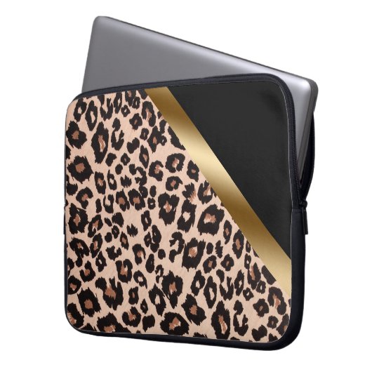 Leopard Print Laptop Sleeve (Vorderseite Links)