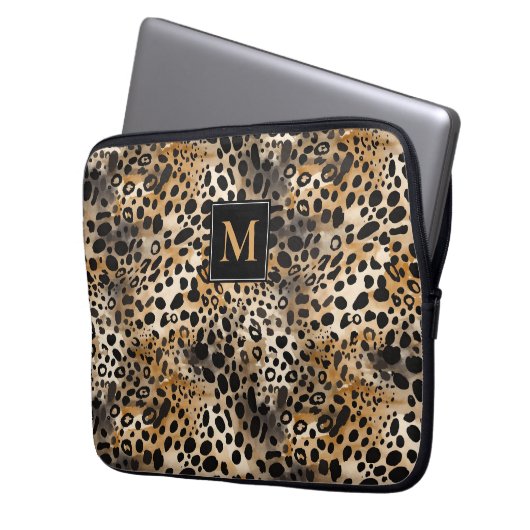 Leopard Print Laptopschutzhülle (Vorderseite Links)