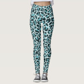 Leopard Print Leggings Blau und Schwarz (Vorderseite)
