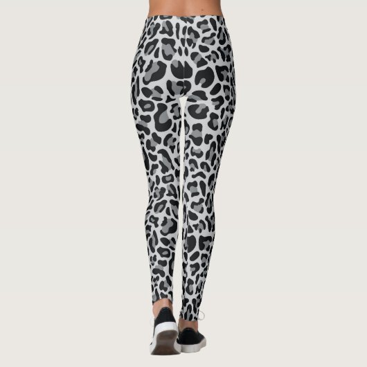 Leopard Print Leggings Grau Grau Silver Black (Rückseite)
