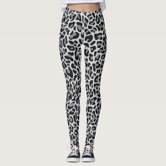 Leopard Print Leggings Grau Grau Silver Black (Vorderseite)