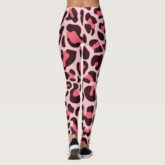 Leopard Print-Leggings - Hot Rosa und Black Leggings (Rückseite)