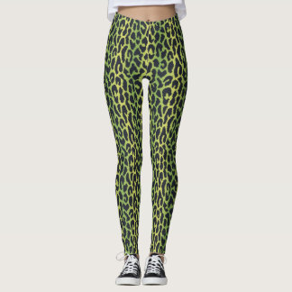 Leopard Print Leggings in Dschungelgrün