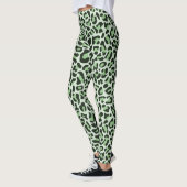Leopard Print Leggings Minze Grün und Schwarz (Links)