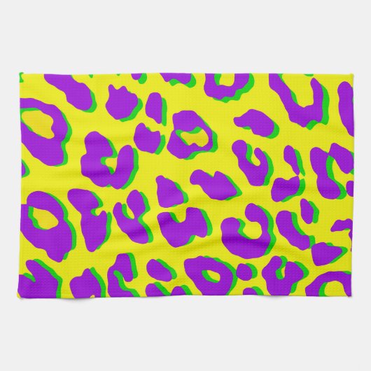 Leopard Print Lila Gelb grün Geschirrtuch (Horizontal)