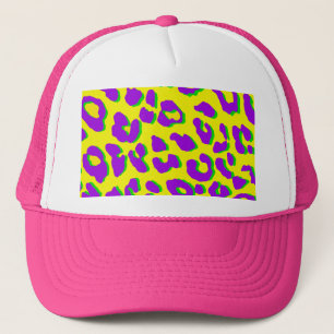 Leopard Print Lila Gelb grün Truckerkappe
