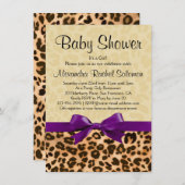 Leopard Print Lila Girl Baby Shower Einladung (Vorne/Hinten)
