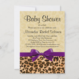 Leopard Print Lila Girl Baby Shower Einladung