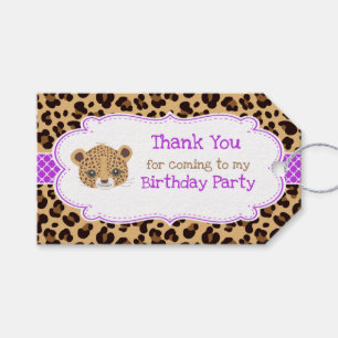 Leopard Print Lila Quatrefolie 'Danke' Tag Geschenkanhänger