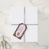 Leopard Print Lila Quatrefolie 'Danke' Tag Geschenkanhänger (Mit Garn)