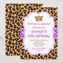 Leopard Print Lila Quatrefolie Geburtstagsparty