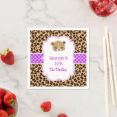 Leopard Print Lila Quatrefolie Geburtstagsparty Serviette (Beispiel)