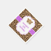 Leopard Print Lila Quatrefolie Geburtstagsparty Serviette (Ecke)
