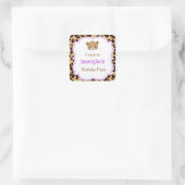 Leopard Print Lila Quatrefolie 'I went to" Quadratischer Aufkleber (Tasche)