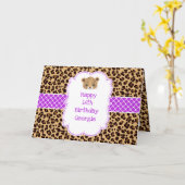 Leopard Print Lila Quatrefolie Karte (Gelbe Blume)