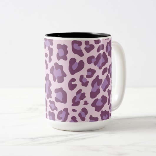 Leopard Print Lila und Lavendel Zweifarbige Tasse (VorderseiteRechts)