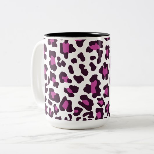 Leopard Print Lila Zweifarbige Tasse (Vorderseite Links)