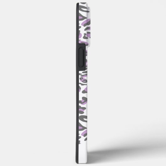 Leopard Print Lilac Gray Eleganter Skriptname Case-Mate iPhone Hülle (Rückseite / Rechts)