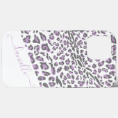Leopard Print Lilac Gray Eleganter Skriptname Case-Mate iPhone Hülle (Rückseite (Horizontal))