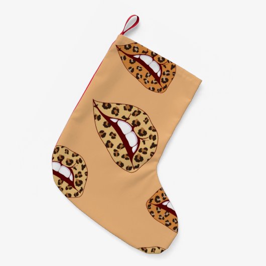 Leopard print lips seamless pattern,cheetah lips d kleiner weihnachtsstrumpf (Vorderansicht (hängend))