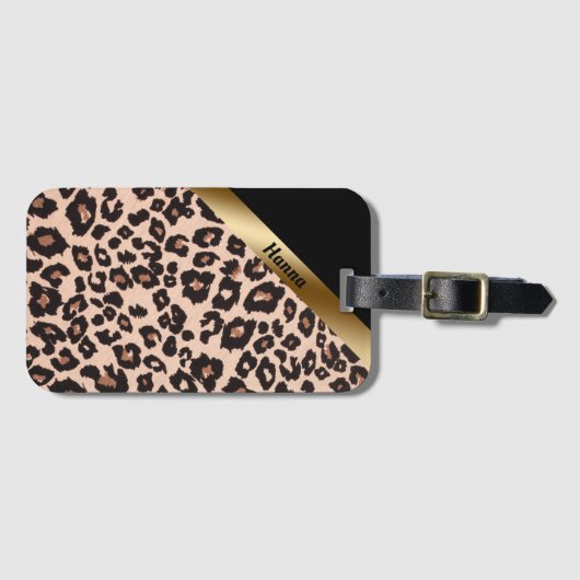 Leopard Print Luggage Bag Tag Gepäckanhänger (Vorderseite (Horizontal))