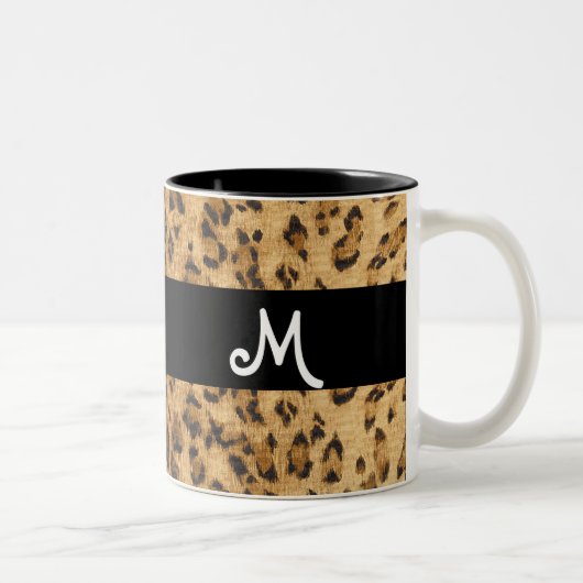 Leopard Print M Monogramm Initialen Coffee Tasse C (Rechts)
