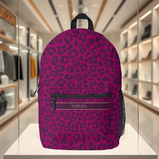 Leopard Print-Magenta- Bedruckter Rucksack