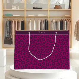 Leopard Print-Magenta Große Geschenktüte