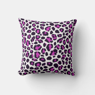 Leopard Print Magenta White Kissen